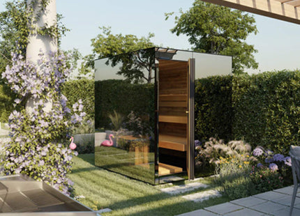 ThermaSol Vue 4-Person Outdoor Mirrored Glass Sauna [Made-To-Order] [14-VUEDL/R] (SAK84963) SAKSBY WHOLESALE