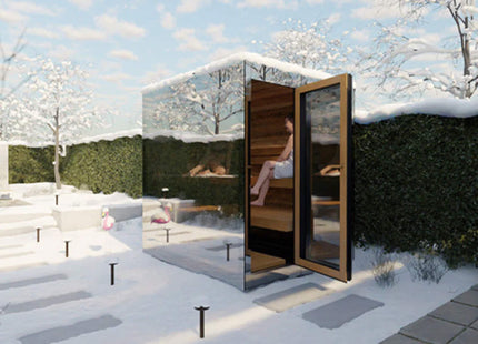 ThermaSol Vue 4-Person Outdoor Mirrored Glass Sauna [Made-To-Order] [14-VUEDL/R] (SAK84963) SAKSBY WHOLESALE