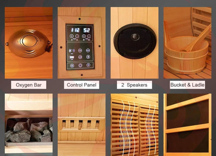 Rövia Luma 2-Person Indoor Hybrid Sauna Room With Infrared And 3.5KW Steam Heaters (SAK83750) - Phoenix Fire Art Store