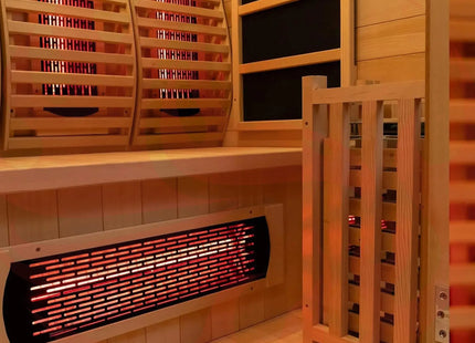 Rövia Luma 2-Person Indoor Hybrid Sauna Room With Infrared And 3.5KW Steam Heaters (SAK83750) - Phoenix Fire Art Store