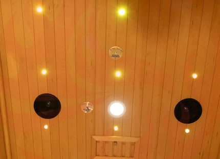 Rövia Luma 2-Person Indoor Hybrid Sauna Room With Infrared And 3.5KW Steam Heaters (SAK83750) - Phoenix Fire Art Store