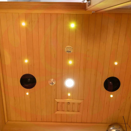 Rövia Luma 2-Person Indoor Hybrid Sauna Room With Infrared And 3.5KW Steam Heaters (SAK83750) - Phoenix Fire Art Store