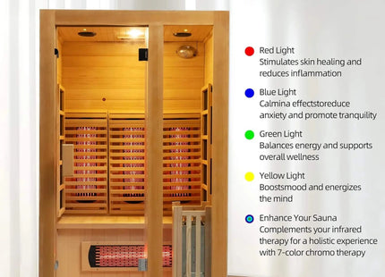 Rövia Luma 2-Person Indoor Hybrid Sauna Room With Infrared And 3.5KW Steam Heaters (SAK83750) - Phoenix Fire Art Store