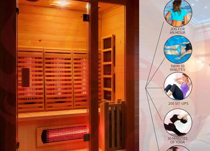 Rövia Luma 2-Person Indoor Hybrid Sauna Room With Infrared And 3.5KW Steam Heaters (SAK83750) - Phoenix Fire Art Store