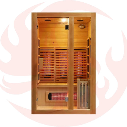 Rövia Luma 2-Person Indoor Hybrid Sauna Room With Infrared And 3.5KW Steam Heaters (SAK83750) - Phoenix Fire Art Store