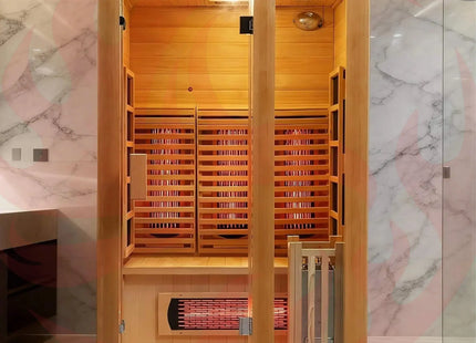Rövia Luma 2-Person Indoor Hybrid Sauna Room With Infrared And 3.5KW Steam Heaters (SAK83750) - Phoenix Fire Art Store