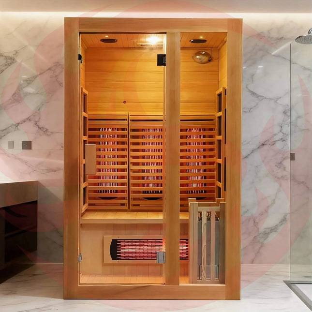 Rövia Luma 2-Person Indoor Hybrid Sauna Room With Infrared And 3.5KW Steam Heaters (SAK83750) - Phoenix Fire Art Store