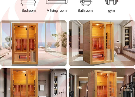 Rövia Luma 2-Person Indoor Hybrid Sauna Room With Infrared And 3.5KW Steam Heaters (SAK83750) - Phoenix Fire Art Store