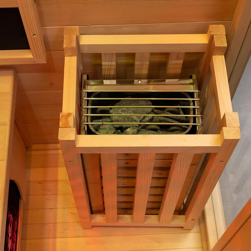 Rövia Luma 2-Person Indoor Hybrid Sauna Room With Infrared And 3.5KW Steam Heaters (SAK83750)