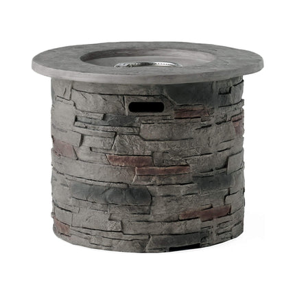 Alora 32" Transitional Outdoor Concrete Round Propane Fire Pit Table, Gray (SAK48268)