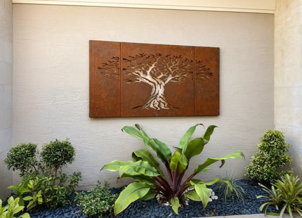 Laser-Cut Tree of Life Corten Steel Modular Panel Set - FREE SHIPPING MK Design Elements