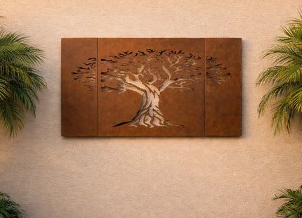 Laser-Cut Tree of Life Corten Steel Modular Panel Set - FREE SHIPPING MK Design Elements