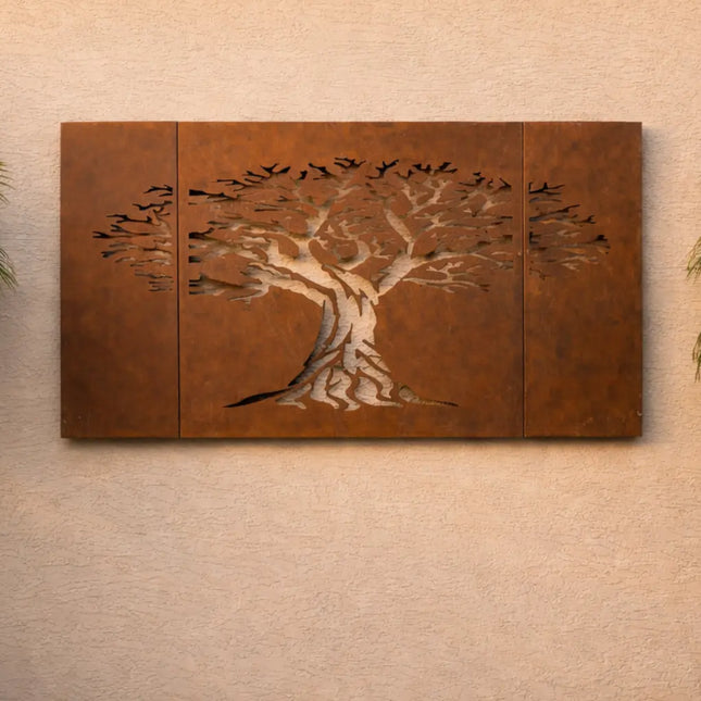 Laser-Cut Tree of Life Corten Steel Modular Panel Set - FREE SHIPPING MK Design Elements