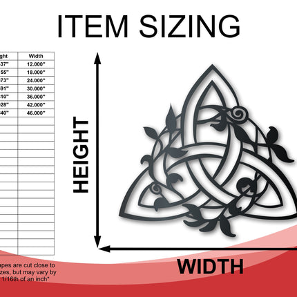 Metal Triquetra Wall Art - Metal Celtic Sign - 14 Color Options