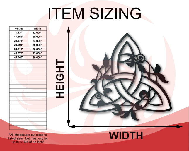 Metal Triquetra Wall Art - Metal Celtic Sign - 14 Color Options - Phoenix Fire Art Store