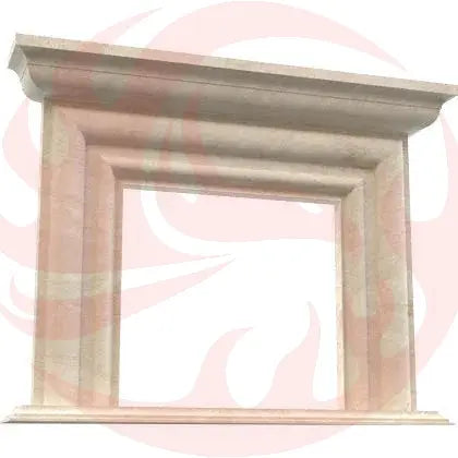 Troia Light Travertine Modern Hand-carved Fireplace Surround (W)10" (L)52" (H)48" - Phoenix Fire Art Store