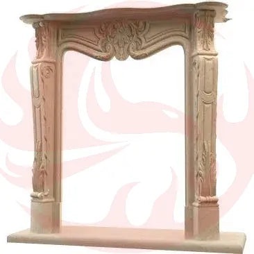 Troia Light Travertine Traditional Hand-carved Fireplace Surround (W)12" (L)52" (H)44" - Phoenix Fire Art Store