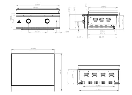 TrueFlame 30" Premium Built-In Stainless Gas Griddle Grill [TFG30] (SAK85362) SAKSBY WHOLESALE