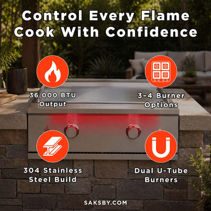 TrueFlame 30" Premium Built-In Stainless Gas Griddle Grill [TFG30] (SAK85362) SAKSBY WHOLESALE