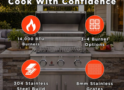 TrueFlame E-Series Built-In Stainless Steel Gas Grill [TFE25/32] (SAK13784) SAKSBY WHOLESALE