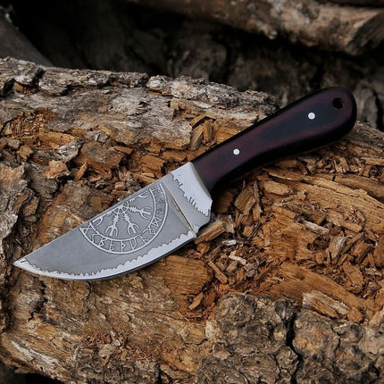 Nordic Valor - Custom Handmade 1095 Steel Classic Viking EDC Knife with Engraved Blade | KBS Knives Store