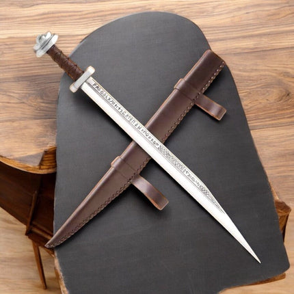 Custom Handmade Viking Seax – 26" Engraved 440C Steel Blade