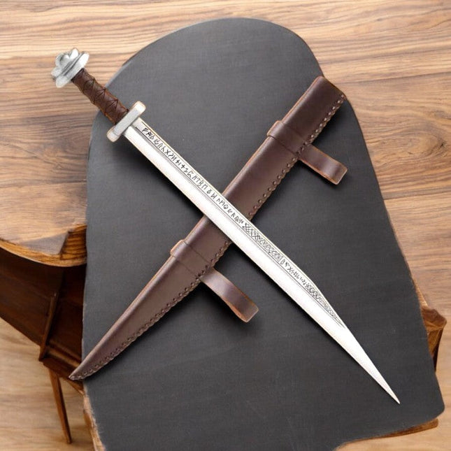 Custom Handmade Viking Seax – 26" Engraved 440C Steel Blade