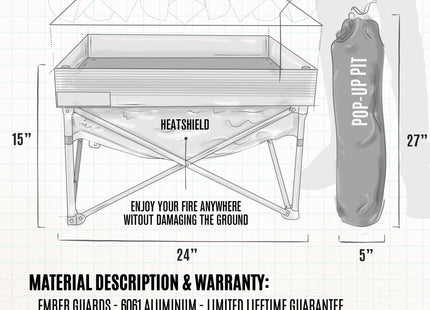 Fireside Outdoor Pop-Up Fire Pit & Heat Shield Bundle - Phoenix Fire Art Store