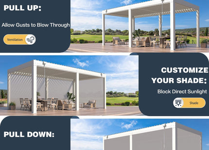 Alora White Louvered Aluminum Pergola With Adjustable Roof And Pull-Down Screens (SAK46817) SAKSBY WHOLESALE