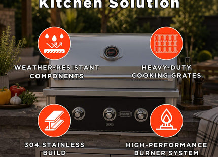 Wildfire Outdoor Living Ranch Pro 304 Stainless Steel Natural Gas Grill, 30" (WF-PRO30G-RH-NG) (SAK25374) SAKSBY WHOLESALE