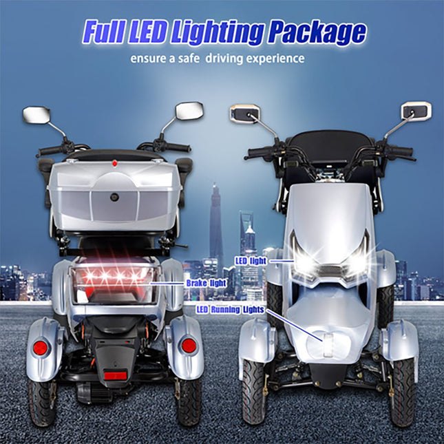 Zvg Heavy-Duty 1000W 60V20AH Four Wheel All-Terrain Travel Mobility Scooter, 440LBS (SAK97245)
